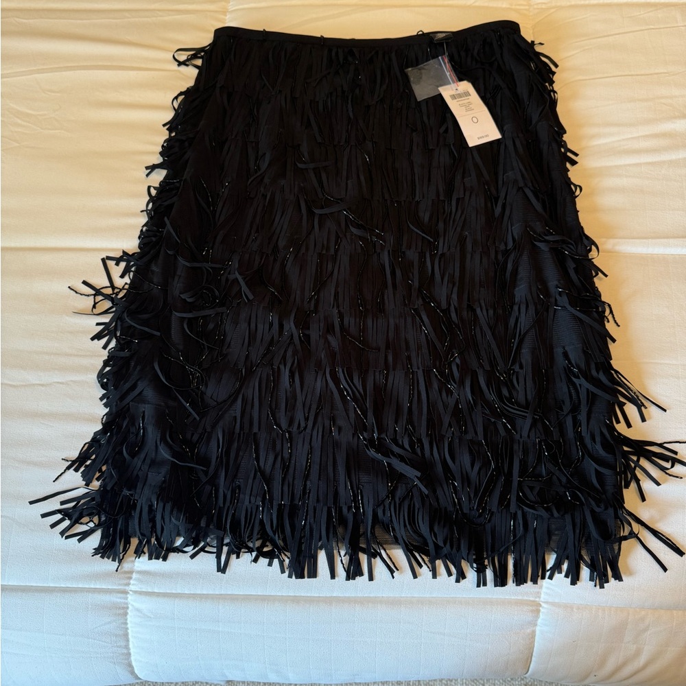 Chico’s Black Label bead fringe skirt